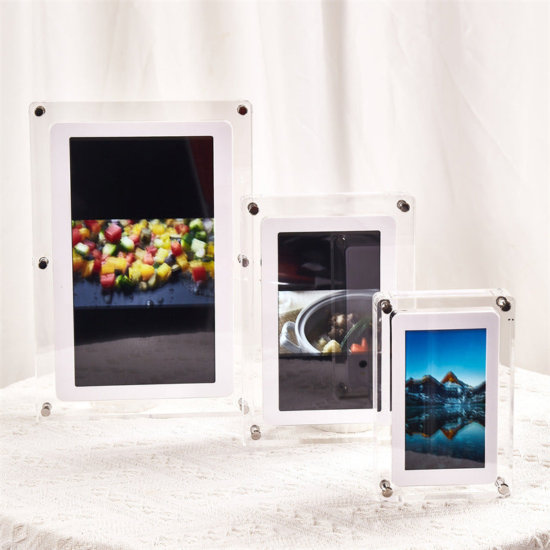 Crystaview Clear Acrylic Video Frame – Modern Digital Photo Album with HD Display