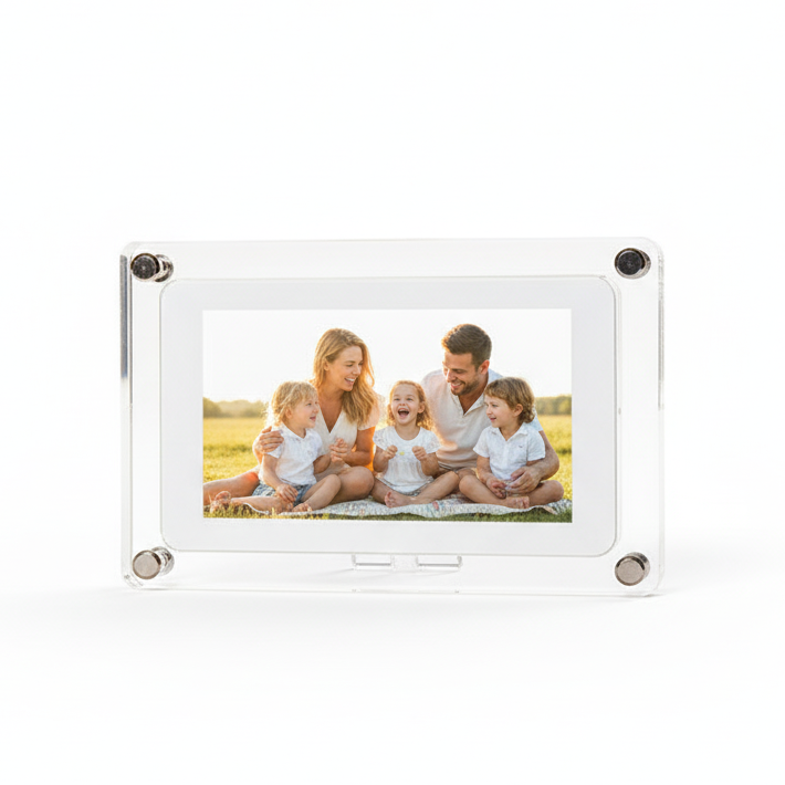 Crystaview Clear Acrylic Video Frame – Modern Digital Photo Album with HD Display